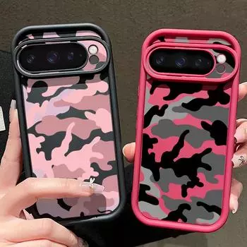 Military Pattern Plain Color Soft Silicone Phone Case for Google Pixel 9 8 Pro Xl 8a Shockproof Matte Lens Protection Anti-Fall Cover Google Pixel 9 чёрный