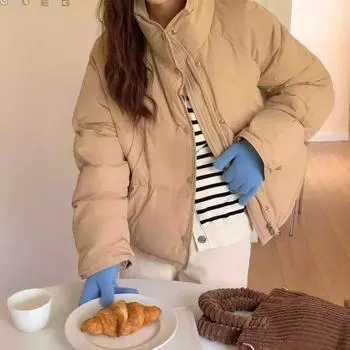 Milk Huhu blue short down jacket women s 2024 new small thickened white duck down winter coat S