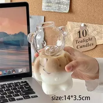 Milk Tea Cup Creative Juice Cup Ins Cute Bear Cup Fashion Bear Glass Water Cup without drinking straw
