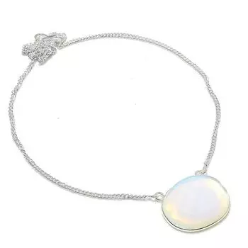 Milky Opal Gemstone Handmade 925 Sterling Silver Jewelry Necklace 18 C3q75