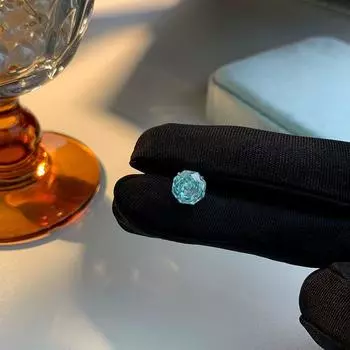 Millennium Rose Cut Zircon Ear Bone Stud Flash Coating Octagon Titanium Steel Flats Ear Ear Bone Pin Ear Studs Ear-Caring Super Flash 6mm rose cut [light sea blue]]