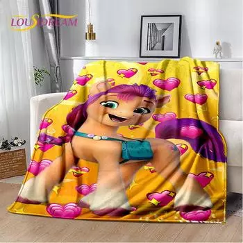 Милое 3D P-Pony мультяшное единороговое мягкое плюшевое одеяло, фланелевое одеяло, плед для гостиной, спальни, кровати, дивана, пикника, детский подарок 30x40in