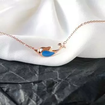 Милое маленькое ожерелье в виде кита с темпераментом и универсальным дизайном для девочек-студенток, цепочка на ключицу