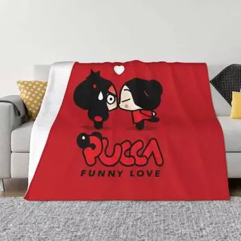 Милое одеяло для корейской куклы Pucca Garu, многофункциональное легкое одеяло с флисовым принтом для домашнего офиса, покрывало 75x100cm 30x40in