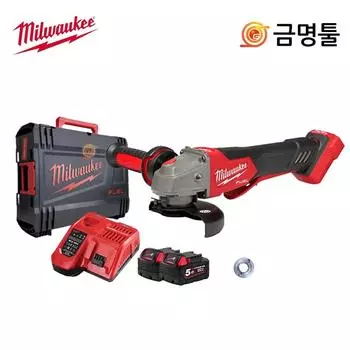 Milwaukee M18 FSAGV100XPDB 502X Зарядная шлифовальная машина 18 В 5,0 Ач, 2 упаковки, 4-дюймовый лопастной переключатель двигателя BL