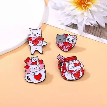 Милые броши с котятами, мультфильмы, полные любви, счастливый кот, металлические броши, милые женские броши, украшения для одежды