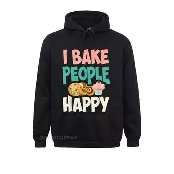 Милые I Bake People Happy забавные цитаты о выпечке торт пекарь подарок фитнес осенние толстовки унисекс классические капюшоны толстовки со скидкой