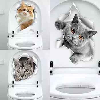 Милые наклейки на стену Lukang Cat для декора ванной комнаты MT23005