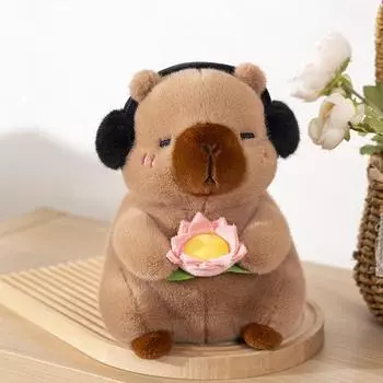 Милые плюшевые игрушки капибара, мягкие игрушки, капибара, цветок лотоса, белая обезьяна, мягкая кукла, детские игрушки, подарок на день рождения, Рождественский подарок 25cm