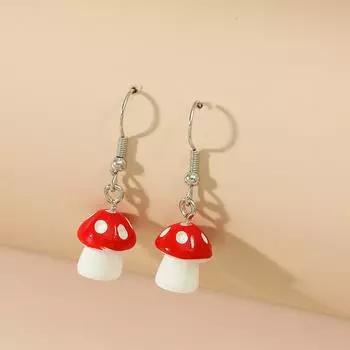Милые серьги-грибы, серьги Mori Girl Creative Resin Dripping Mushroom Korean Earrings Women красный