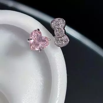 Милые серьги в форме сердца с бантом и косточкой для ушей, изящные серьги для женщин и девочек, легкие роскошные изысканные серьги, ювелирные аксессуары, подарки 1Pc