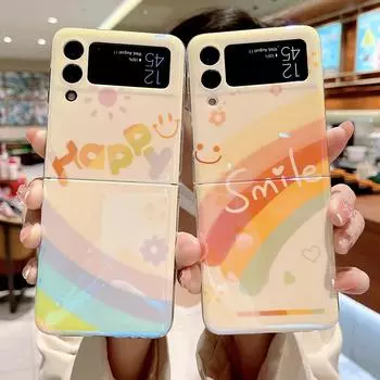 Милый чехол для телефона Blue Ray Rainbow для Samsung Galaxy Z Flip 3 4 5g задняя крышка для женщины и девушки For Samsung Z Flip 3