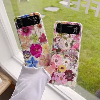 Милый чехол для телефона с цветочным рисунком в стиле ретро для Samsung Galaxy Z Flip 4 3 5g, прозрачный жесткий чехол для ПК For Samsung Z Flip 4