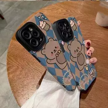 Милый чехол для телефона с мультяшным медведем для Iphone 11 14 Plus 13 Pro Max 12 Mini, противоударный силиконовый чехол для Iphone Xr Xs X 7 8 Plus 6s 6 iphone 6s 6