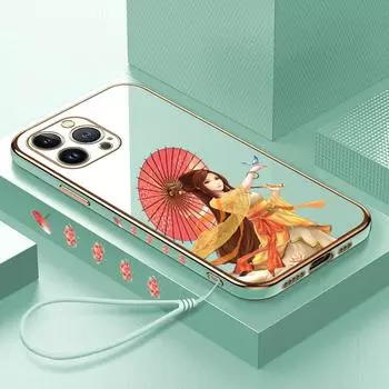 Милый чехол для телефона с покрытием «зонтик» и девушкой для iPhone 11 13 15 Samsung Galaxy A52 Xiaomi Redmi 12C Note 10 Pro Oneplus, мягкие чехлы для смартфонов iPhone 11 Pro Max ярко-зеленый