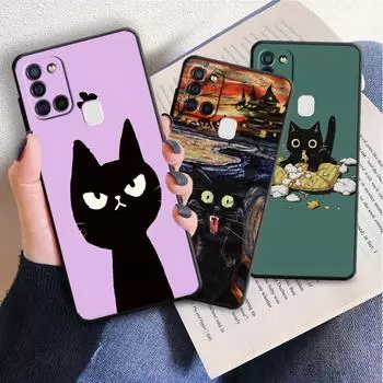 Милый чехол для телефона с рисунком кота для Samsung Galaxy M13 M32 5g M52 M31 M22 M12 M51 M30s M23 M33 M11 M53, мягкий роскошный черный чехол из ТПУ Samsung M30s
