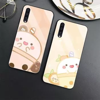 Милый чехол с рисунком чая с молоком для Samsung Galaxy A52 A70 A71 A73 A53 A13 5g A03 A72 A22 A21s A03 Core A42, крышка из закаленного стекла For Samsung A41
