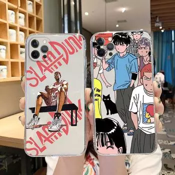 Милый чехол с рисунком Slam Dunk для iPhone 13 12 11 Pro Max X 7 8 Plus Xr Xs Max Coque Anime Funda, мягкий прозрачный прозрачный чехол iPhone 13
