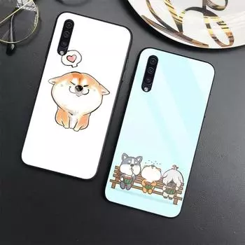 Милый чехол с собакой корги для Samsung Galaxy A52 A70 A71 A73 A53 A13 5g A03 A72 A22 A21s A03 Core A42, чехол из закаленного стекла с мультяшным рисунком For Samsung A21S