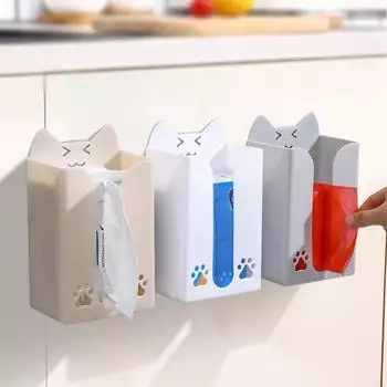 Милый держатель для бумаги с рисунком, настенная коробка для салфеток, вешалка для салфеток без отверстий, кухонная стойка для хранения салфеток, аксессуары для ванной и туалета серый