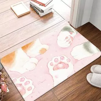 Милый кошачий коврик Kawaii, дверной коврик, розовые коврики, коврик для ванной, коврик для ванной, ковер, товары для дома, напольное покрытие, декор для ванной комнаты для девочек, комната 40X60CM