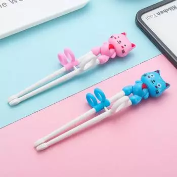Милый кот Малыш Дети Дети Мультфильм Новичок Простота в использовании Веселое обучение Обучение Помощник Палочки для еды для детей Подарки Милые палочки для еды