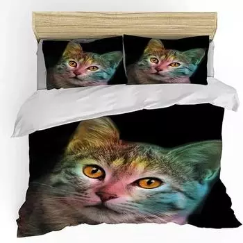 Милый котик пододеяльник двойной размер 3D животное яркий красочный котик принт одеяло чехол мягкий полиэстер постельное белье комплект для взрослых подростков 70x133cm 2pcs