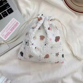 Милый медведь мультфильм завязка карман женские сумки завязка косметичка косметичка большой емкости кошелек для монет