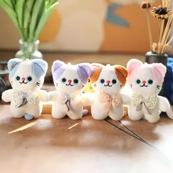 Милый милый кулон в виде кошки с галстуком-бабочкой, плюшевая игрушка, кукла, сумка для котенка, подвесной брелок, кукла 12cm