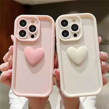 Милый мягкий жидкий силиконовый чехол с 3D сердцем любви для iPhone 15 11 12 13 14 Pro Max XR X XS Plus, бампер ярких цветов, противоударный чехол iPhone 15 Pro Max белый