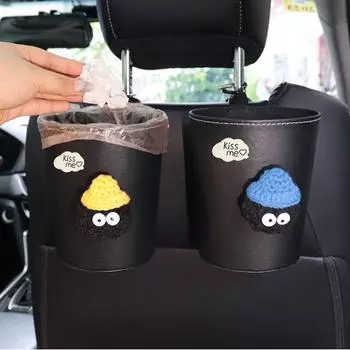 Милый мультфильм кукольный автомобильный мусорный бак для угля водонепроницаемый для подголовника заднего сиденья мини-органайзер для автомобильного вентиляционного отверстия мусорный мешок для хранения