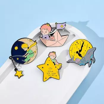 Милый мультфильм Маленький принц Луна Звезда Сказочная эмалированная брошь на булавке художественный значок ювелирные украшения аксессуары star