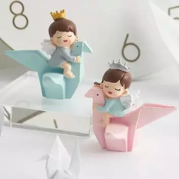 Милый мультфильм украшение для дома мини-фигурка из смолы креативная скандинавская девушка спальня рабочий стол украшения поделки маленькие украшения декор синий