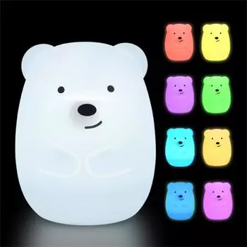 Милый ночник для детей, детский ночник Kawaii, перезаряжаемая силиконовая 7-цветная меняющаяся лампа
