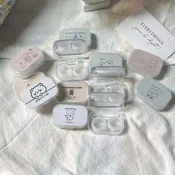 Милый переносной футляр для контактных линз в виде животного Beauty Eye Box, контейнер для контактных линз, дорожный набор, футляр для контактных линз с зеркалом