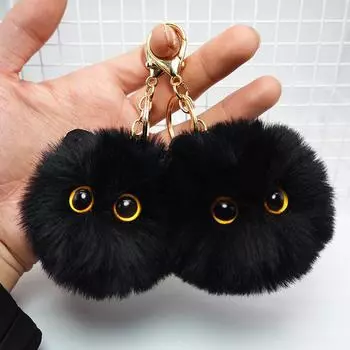 Милый плюшевый брелок с котом, мультяшная кукла, игрушка, подвеска, брелок для женщин, сумка для девочек, Orn чёрный