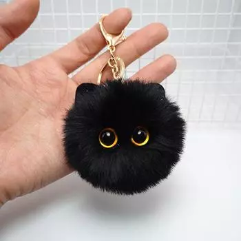 Милый плюшевый брелок с котом, мультяшная кукла, игрушка, подвеска, брелок для женщин, сумка для девочек чёрный