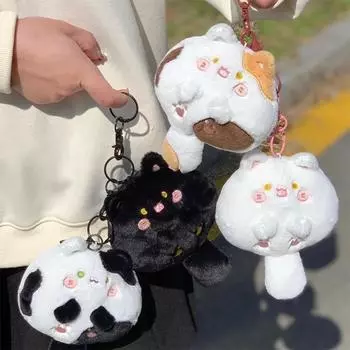 Милый плюшевый кулон, брелок с пищащим котом, кавайный кулон с толстым телом и кошкой, мягкая кукла, брелок для ключей, подвески на рюкзак для девочек, подарок
