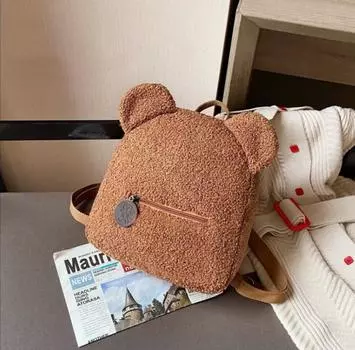 Милый плюшевый рюкзак, флисовая сумка на плечо в форме медведя для девочек, маленький повседневный рюкзак на плечо, модная сумка, детская школьная сумка