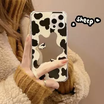 Милый противоударный защитный чехол с зеркалом в виде овцы для Iphone 11 12 Pro Max 13 Promax Mini 7 8 Plus X Xr Xsmax Cartoon Conque for iphone 7 8