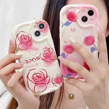 Милый силиконовый чехол для Xiaomi Redmi Note 12 11 Pro itel A60 S23 Oppo A78 A58 A38 iPhone 15 14, чехол с рисунком розы, мягкий бампер из ТПУ Infinix Hot 10 Play