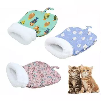 Милый спальный мешок для кошек с изображением мультяшного кота, утепленное полузакрытое гнездо для кошек, теплый, удобный туннель для кошек, зимнее гнездо