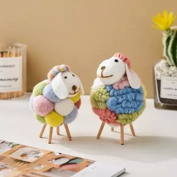 Милый войлочный орнамент в виде овечки Kawaii Аксессуары Современный декор для дома Фигурки для дома Украшения для комнаты Аксессуары Детские подарки