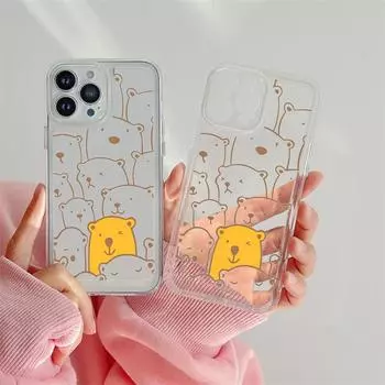 Милый забавный чехол с медведем для Iphone 14 13 12 11 Promax Mini Plus Xr Xs Max 7 8 Se 2022, прозрачные мягкие силиконовые чехлы на заднюю панель For iphone 11 Pro