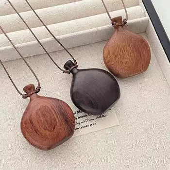 Minar Flagon Long Pendant Necklaces Wood Water Bottle Pendant Necklace Lucky Gift чёрный