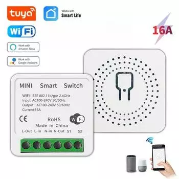 Mini 16A Wifi DIY Smart Life Automation 1-стороннее дистанционное управление реле таймера совместимо с Alexa