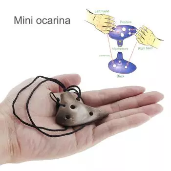 Мини-6 отверстий сопрано C тон ожерелье окарина флейта инструмент с подвесной веревкой