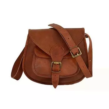 Мини-9 из козьей кожи Женская сумка через плечо Сумочка Кошелек на ремне-мессенджере 9 x 7 x 3 in коричневый