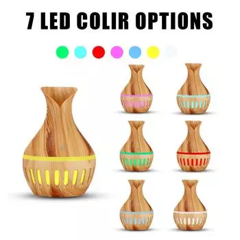 Mini Air Humidifier Ultra Quiet Wood Grain Desktop Humidifier Waterless Auto-Off Essential Oil Diffusers for Bedroom Living Room светло-коричневого