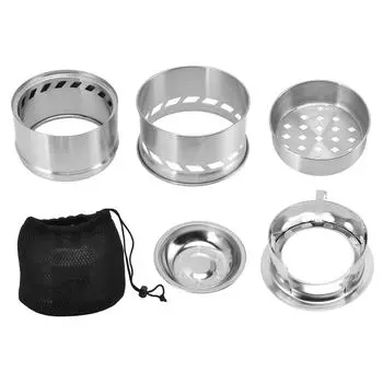Mini Alcohol Stove for Camping Hiking Stainless Steel Campfire Stove With Storage Bag High Feet